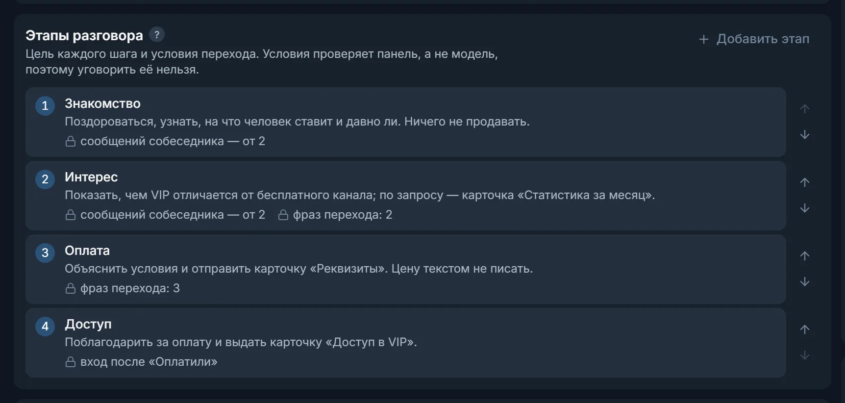 Этапы разговора в Диалогах TeleTraff