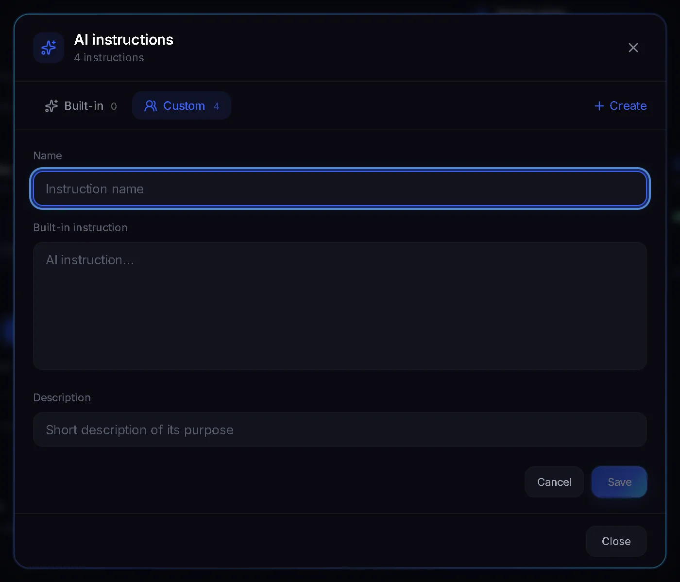 Creating an instruction for AI chat