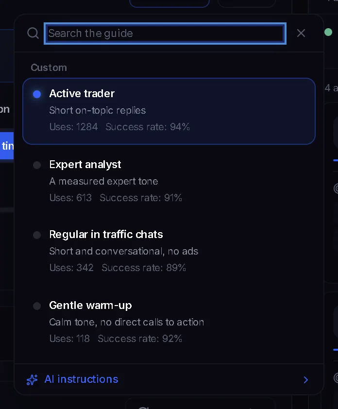 Picking an instruction for AI chat