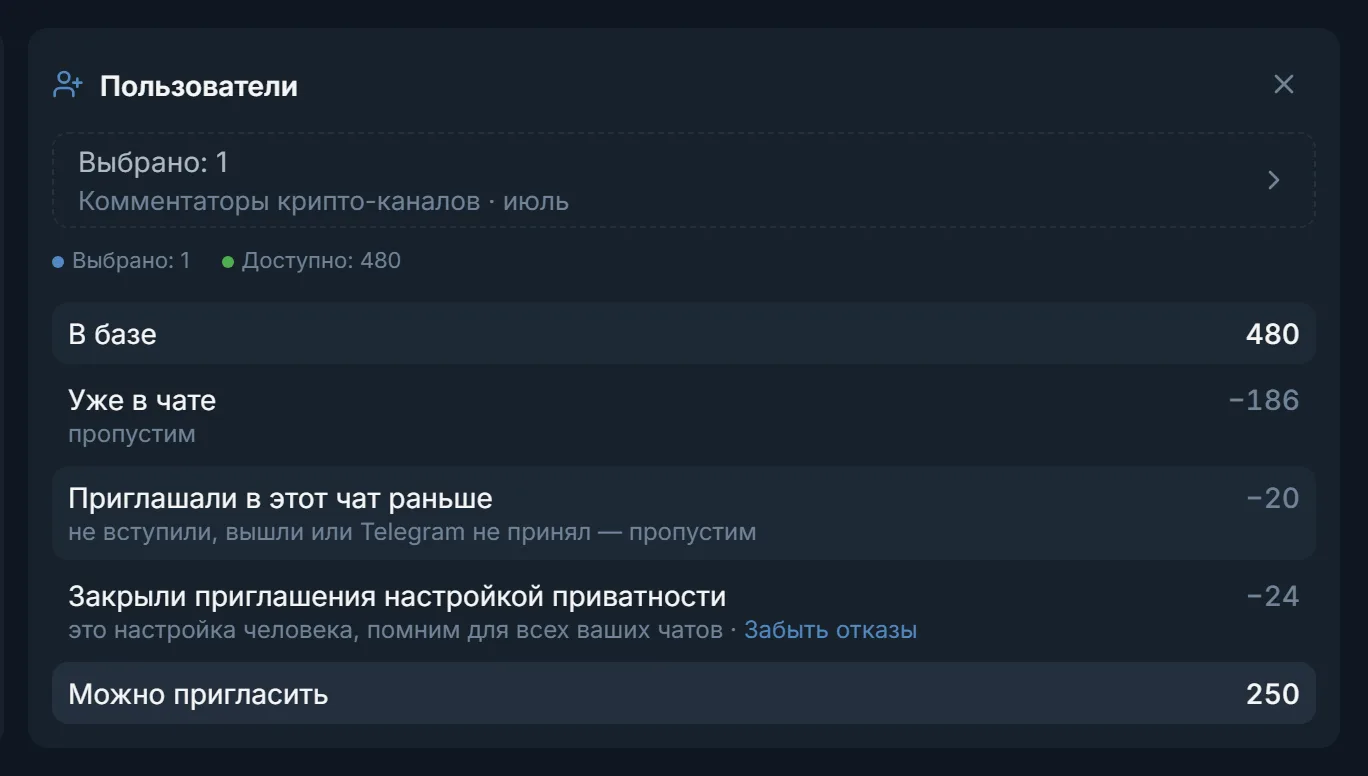 Память базы в инвайтере TeleTraff